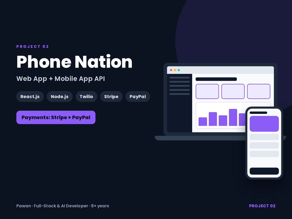 Phone Nation web app and mobile app API project cover